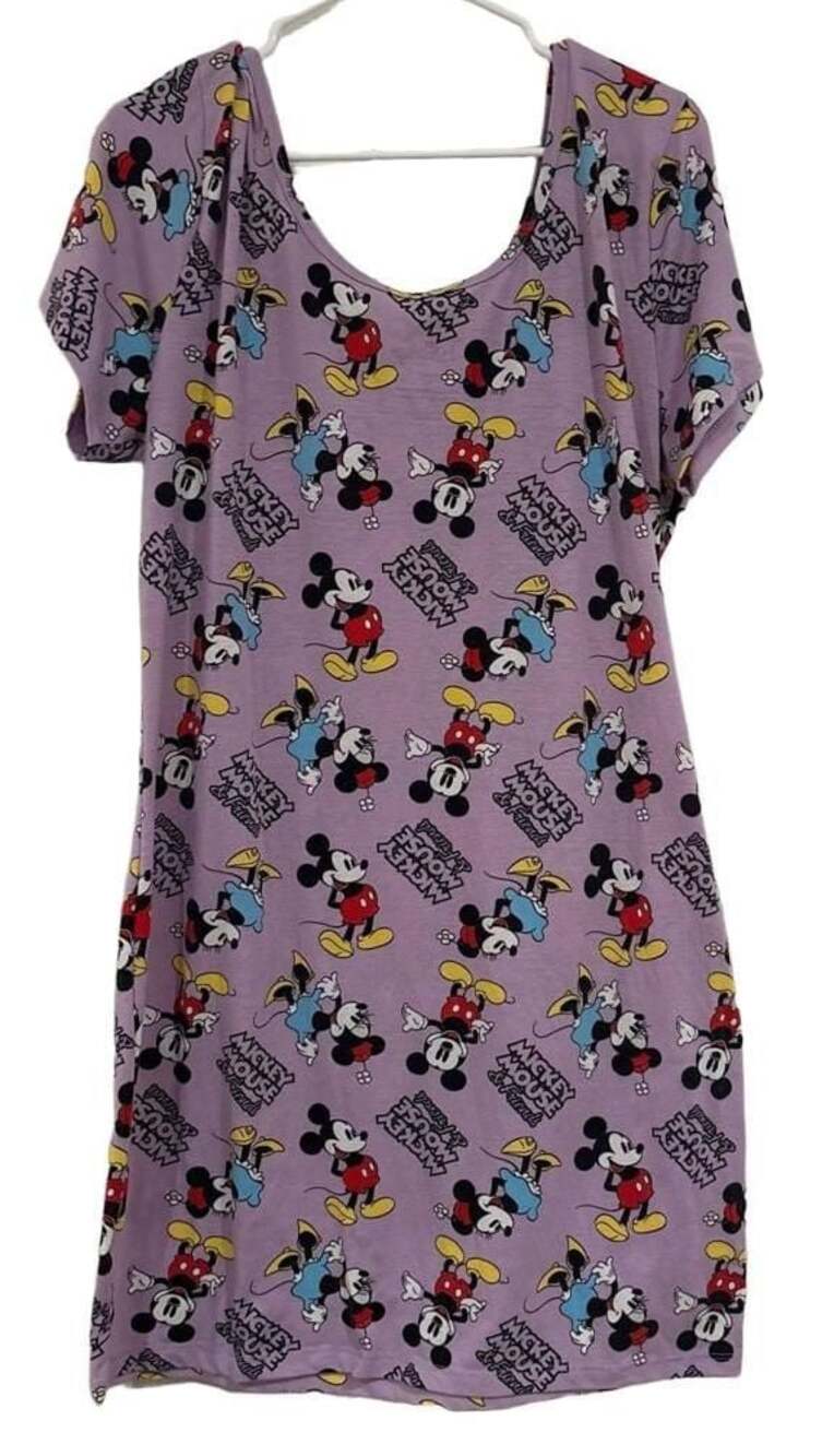 Disney Mickey Mouse & Friends Purple Short Sleeve Sleep Dress Size 1X